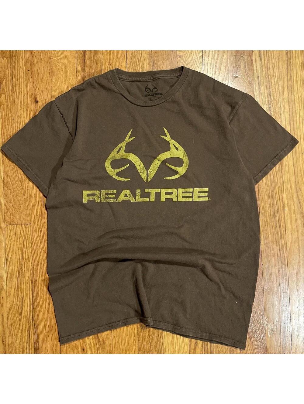 y2k Realtree Tee Brown Antler Logo Graphic T Shirt Men’s Size Medium